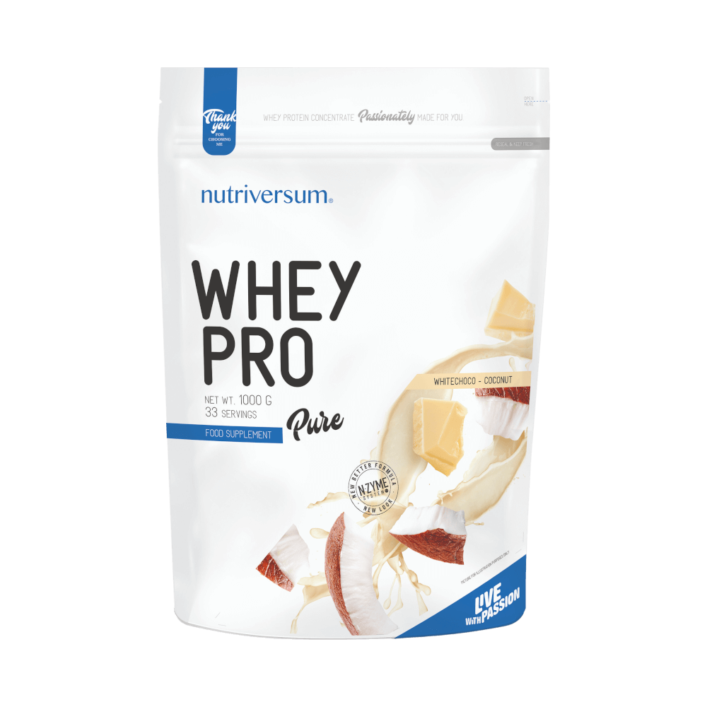 Whey PRO - 1 000 g - PURE - Nutriversum - fehércsokoládé-kókusz Whey PRO - 1 000 g - PURE - Nutriversum - fehércsokoládé-kókusz