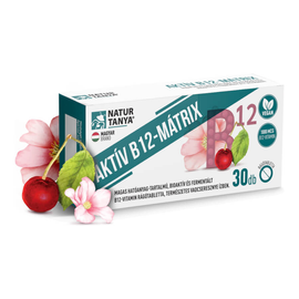 Aktív B12-MÁTRIX - Magas hatóanyag-tartalmú, bioaktív és fermentált - vadcseresznye íz - 30 rágótabletta - Natur Tanya - 