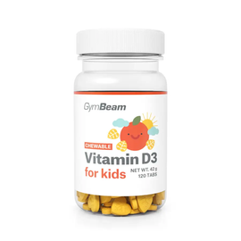 D3-vitamin rágótabletta gyerekeknek - narancs - 120 rágótabletta - GymBeam - 