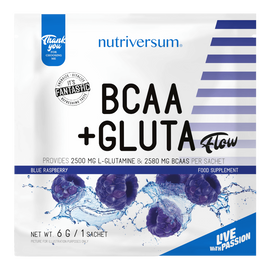 BCAA+GLUTA - 6 g - FLOW - Nutriversum - kék málna (kifutó)