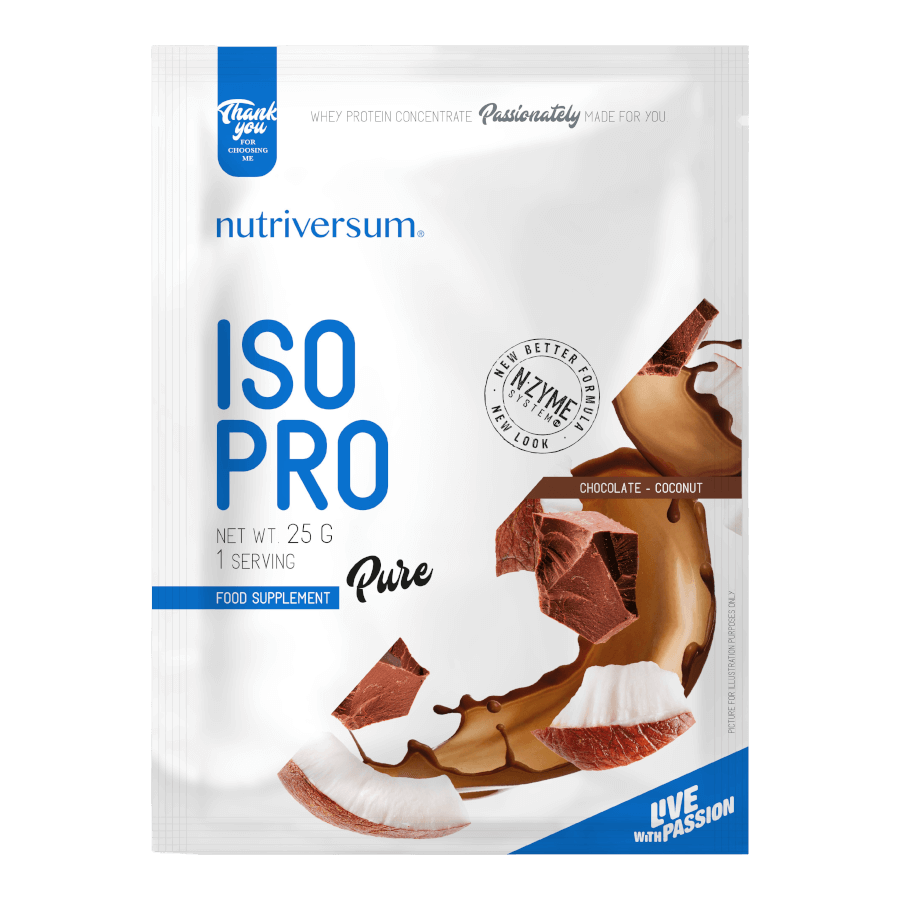 ISO PRO - 25 g - PURE - Nutriversum - csokoládé-kókusz ISO PRO - 25 g - PURE - Nutriversum - csokoládé-kókusz